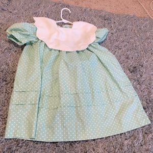 Green and white vintage toddler dress